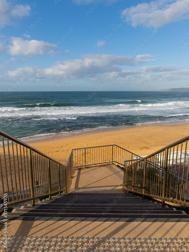 Empty stairs leading up an empty beach. Empty stairs leading up an empty beach.