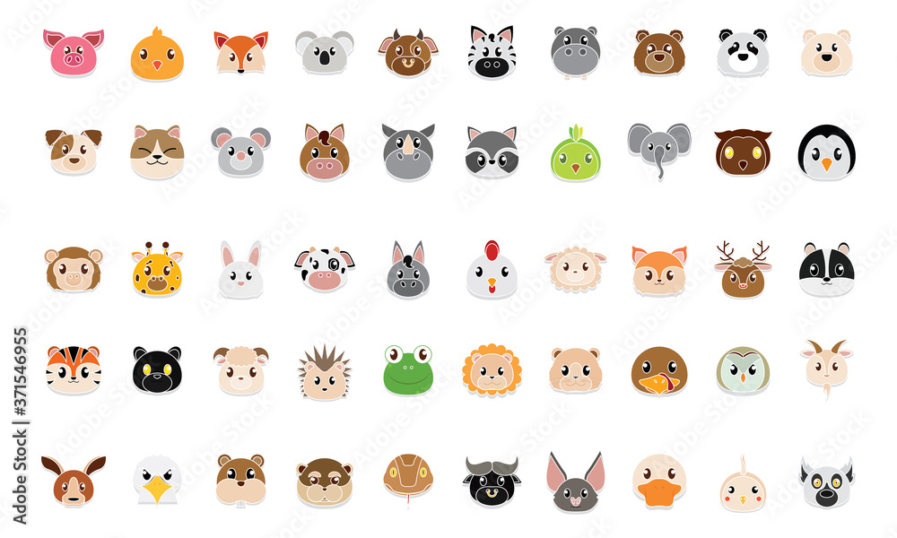 Animal heads cartoons Animal heads cartoons
