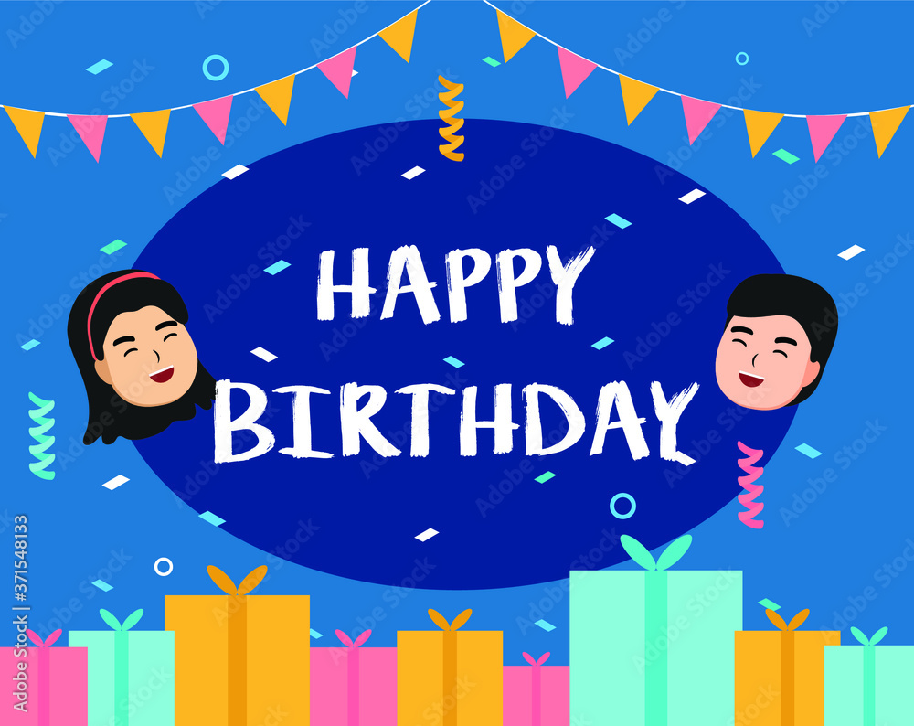 Happy Birthday With Gift Boxes flat design Happy Birthday With Gift Boxes flat design