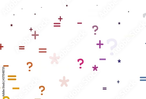 Light Blue, Red vector background with arithmetic signs.