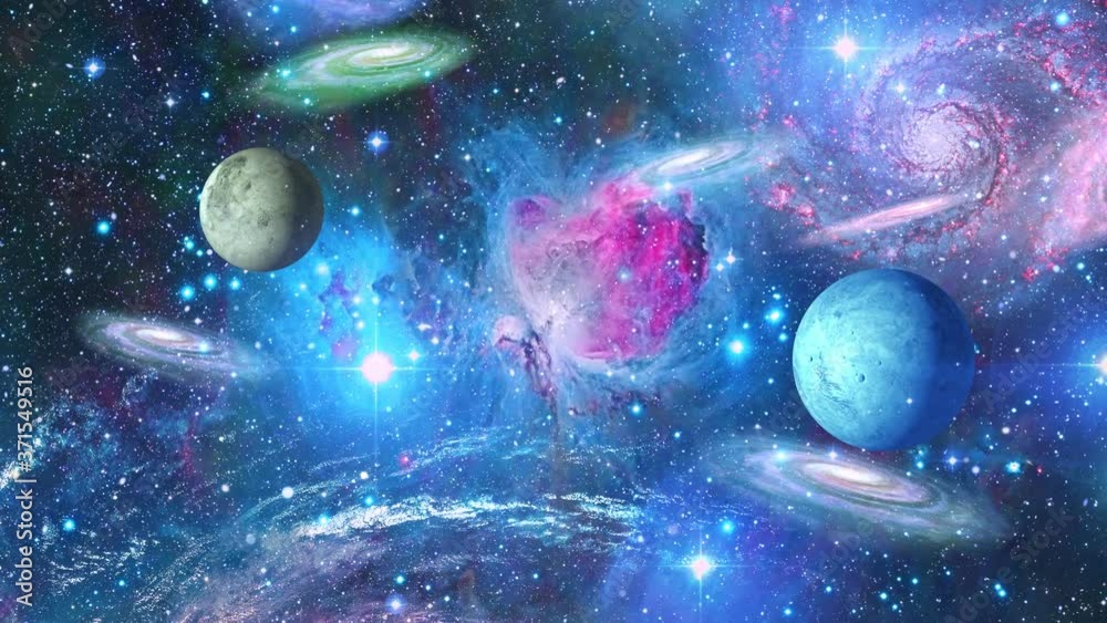Sci-fi Space with galaxy and planet, Universe, Space, nebula