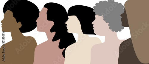 Group of multicultural women in a flat vector style photo