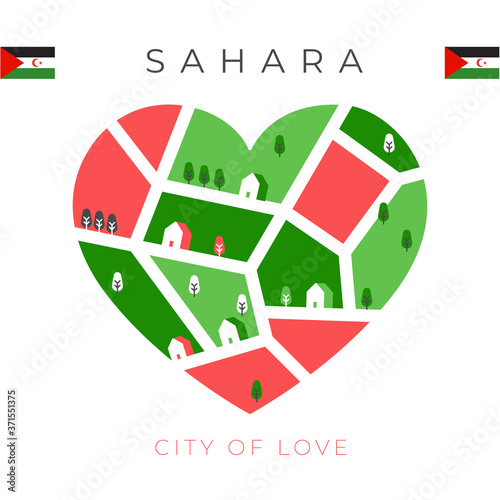 National flag with heart shaped landscape : Vector Illustration	