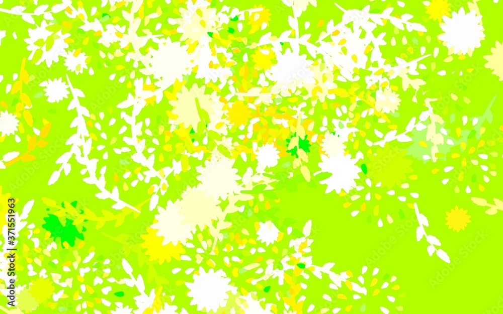 Light Green, Yellow vector doodle pattern with flowers, roses. Light Green, Yellow vector doodle pattern with flowers, roses.