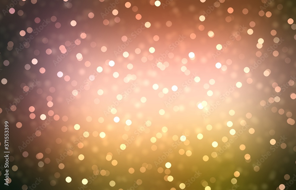 Fototapeta premium Brilliance bokeh on green red transition colors blurred background. Soft vignette. Natural autumn decor.