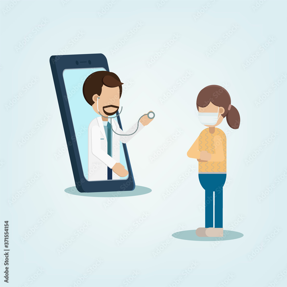 Online Doctor concept flat design vector illustration Online Doctor concept flat design vector illustration