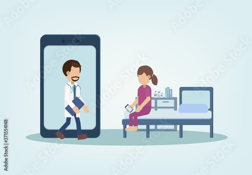 Online Doctor concept flat design vector illustration