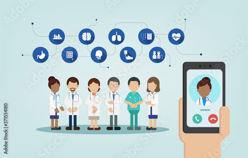 Online Doctor concept flat design vector illustration