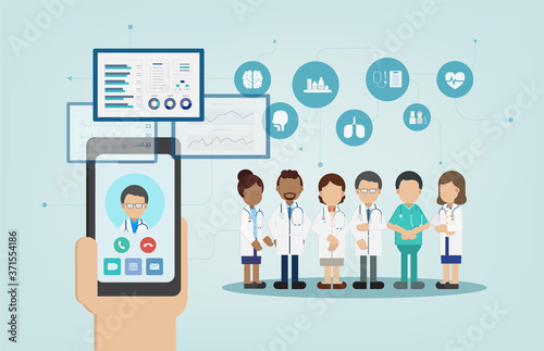 Online Doctor concept flat design vector illustration