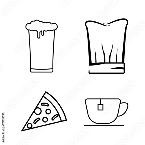 Set of simple icons for restaurant  food and drink on white background.