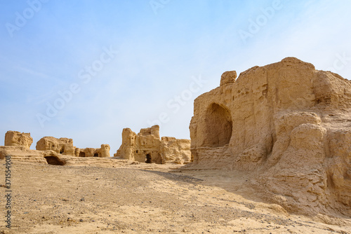 Ancient city ruins of Jiaohe or Yarkhoto dating back to 100 BC in Turpan, Xinjiang, China © munettt