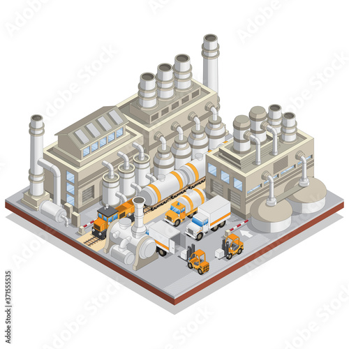 Factory. Isolated on white background. Isometric. Vector illustration.