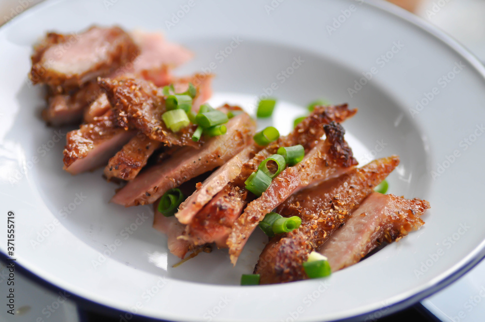 grilled pork , pork steak or sliced pork grilled pork , pork steak or sliced pork