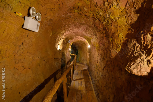 Over 2000 years old Karez Well system, ancient underground irrigation system in Turpan, Xinjiang, China. Image noisy due to high ISO.