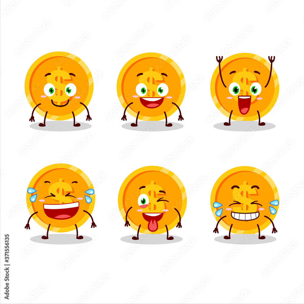 Cartoon character of coin with smile expression Cartoon character of coin with smile expression