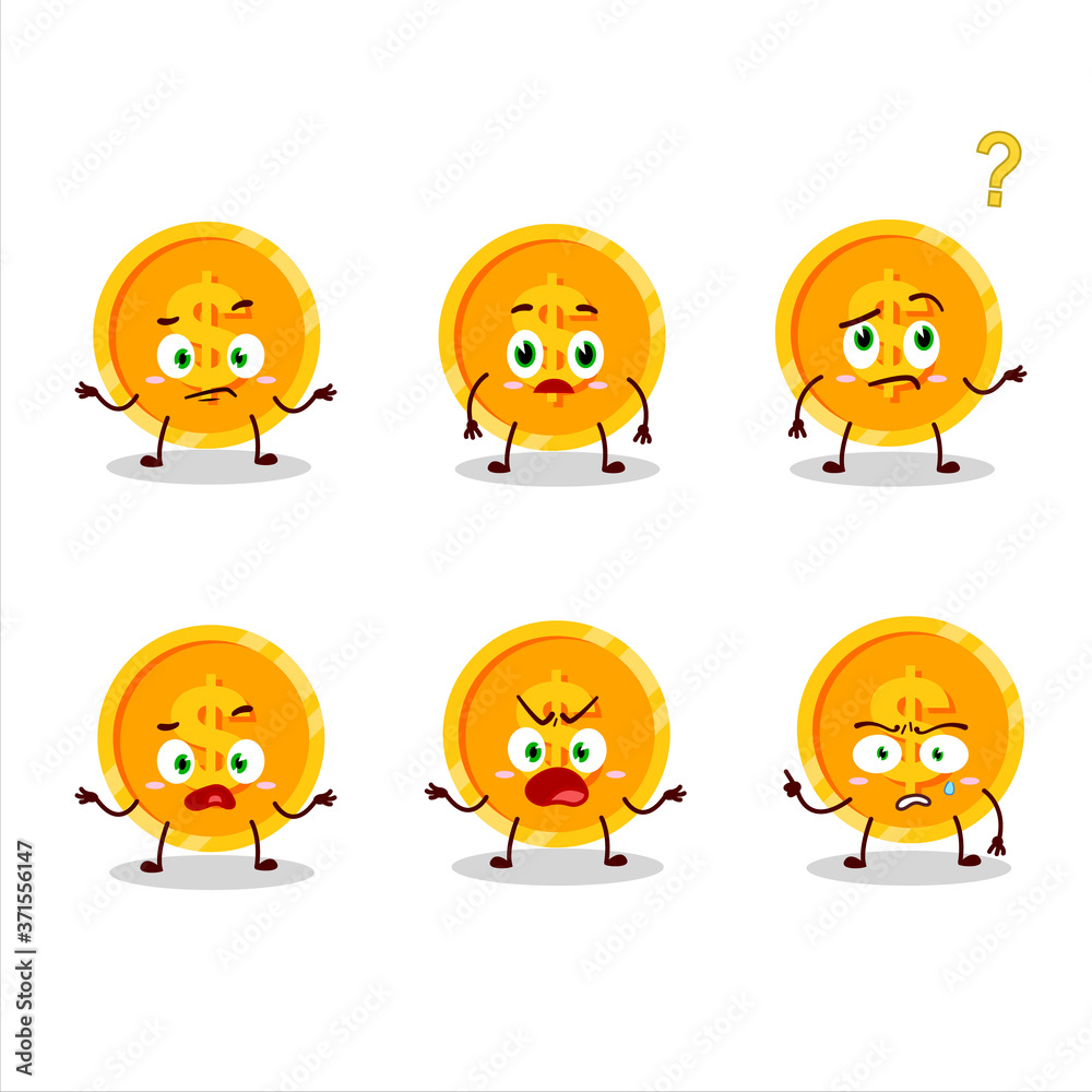 Cartoon character of coin with what expression Cartoon character of coin with what expression