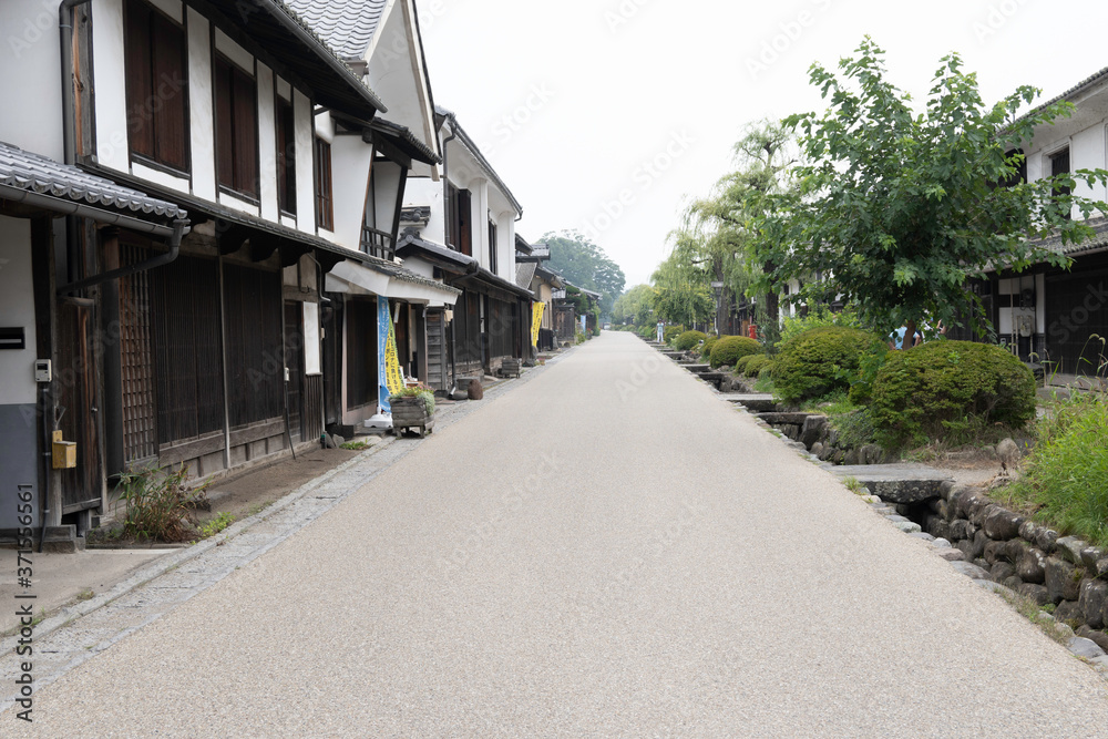 Townscape of Unno Station on Hokkoku Road in Tomi City, Nagano Prefecture