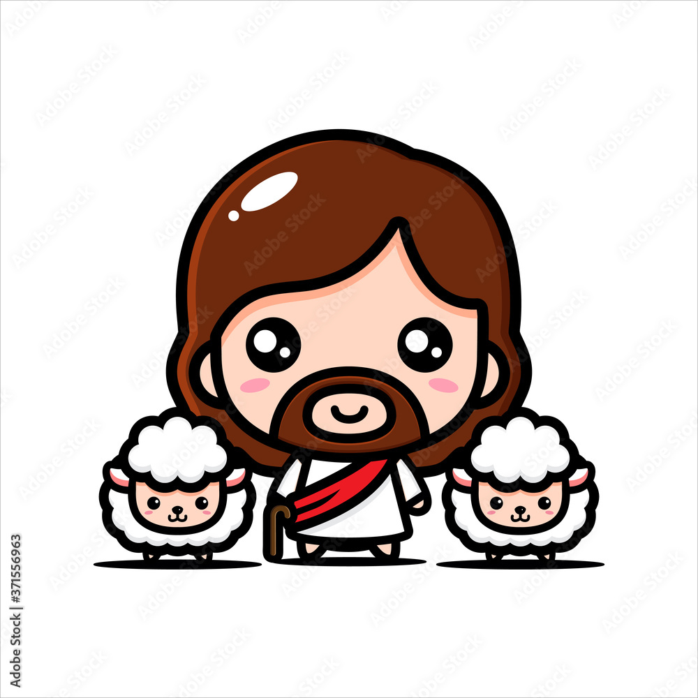 Jesus Christ character vector design shepherds sheep Jesus Christ character vector design shepherds sheep