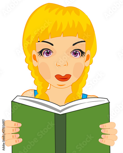 Portrait beautiful girl with book in hand