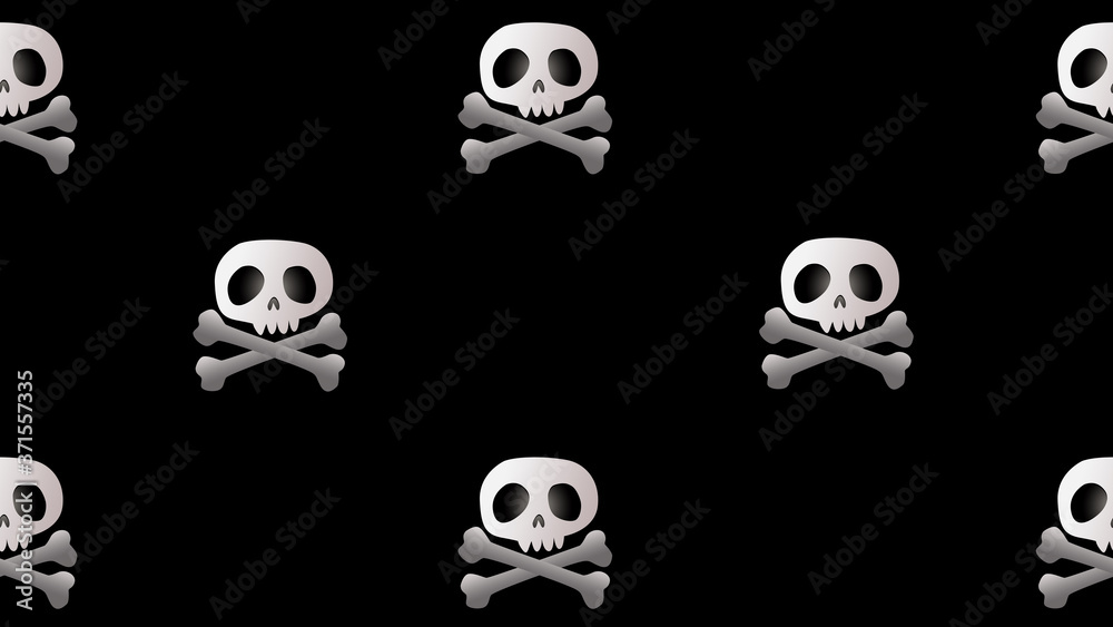 Skeleton and skull seamless cartoon on black background , illustration concept Skeleton and skull seamless cartoon on black background , illustration concept