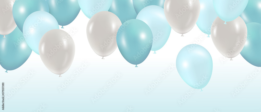 Blue balloons wallpaper vector. 3d realistic vector illustration for