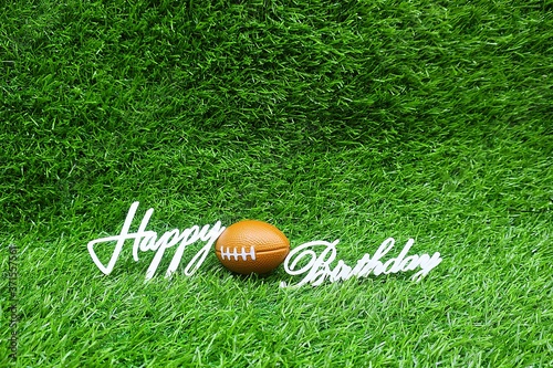 American Football Happy Birthday on green grass for Soccer