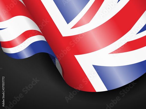 Waving UK flag on black