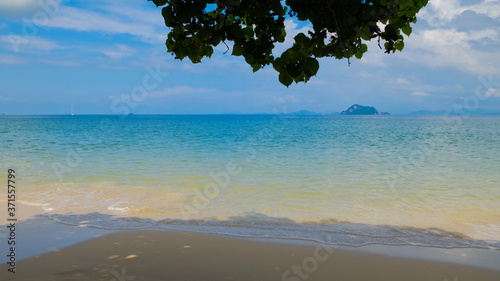 Beautiful soft wave and sea view on beach. copy space. view from "Koh Yao Yai" island in Phang nga is near Phuket Thailand