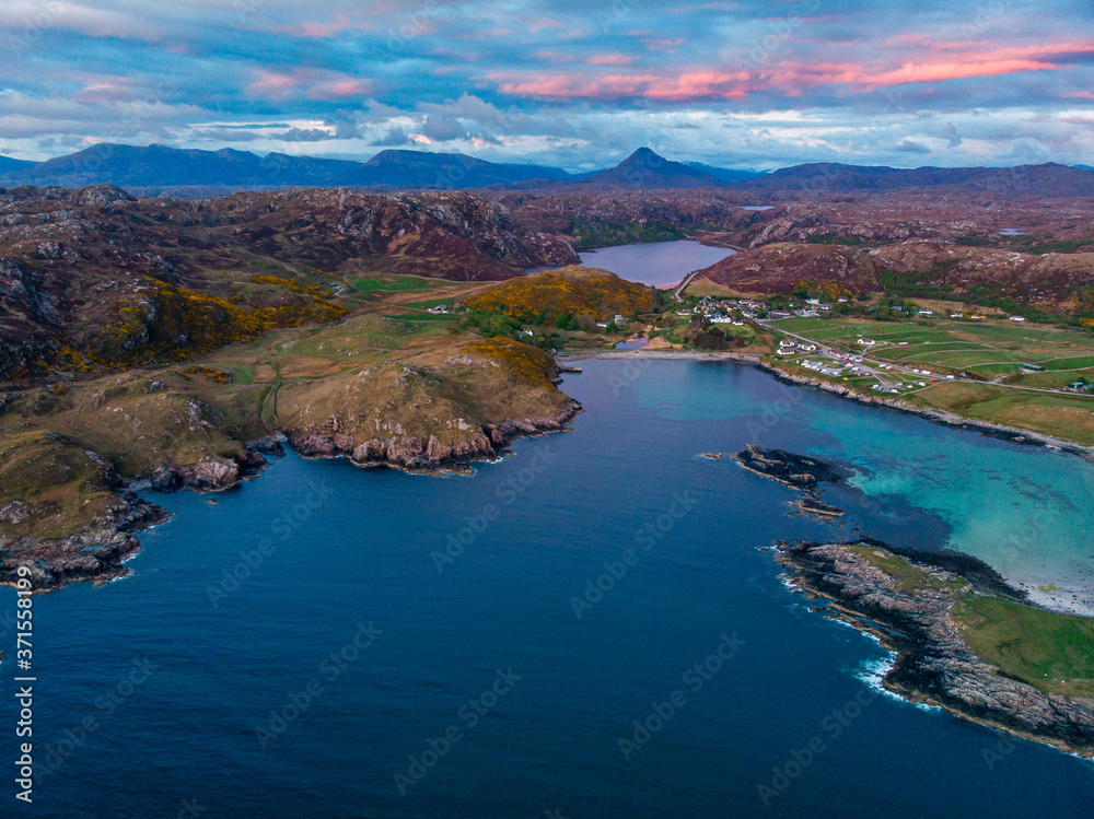 Fototapeta premium Scourie Bay photographed in Scotland, in Europe. Picture made in 2019.