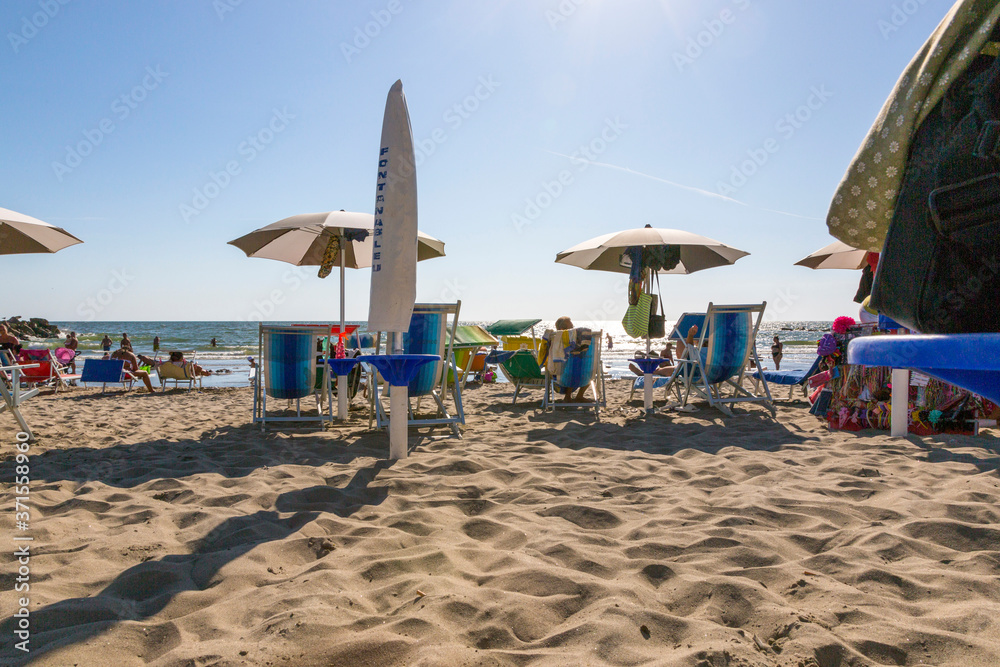 Beach by the sea in the city of Castel Volturno in Italy