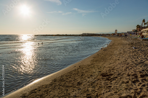 Shore of the Tyrrhenian Sea near Castel Volturno in Italy photo