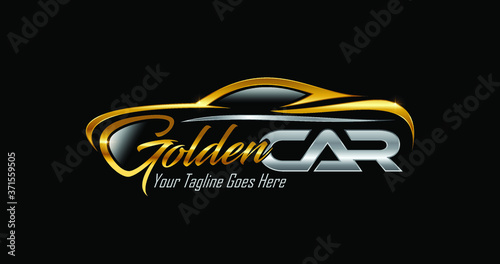 Golden and silver CAR  Logo Icon