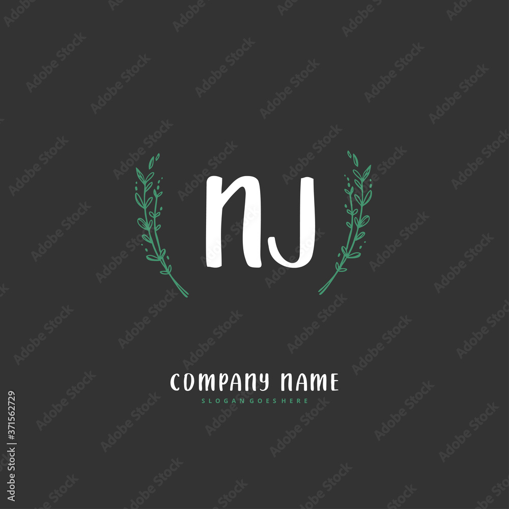 N J NJ Initial handwriting and signature logo design with circle. Beautiful design handwritten logo for fashion, team, wedding, luxury logo. N J NJ Initial handwriting and signature logo design with circle. Beautiful design handwritten logo for fashion, team, wedding, luxury logo.