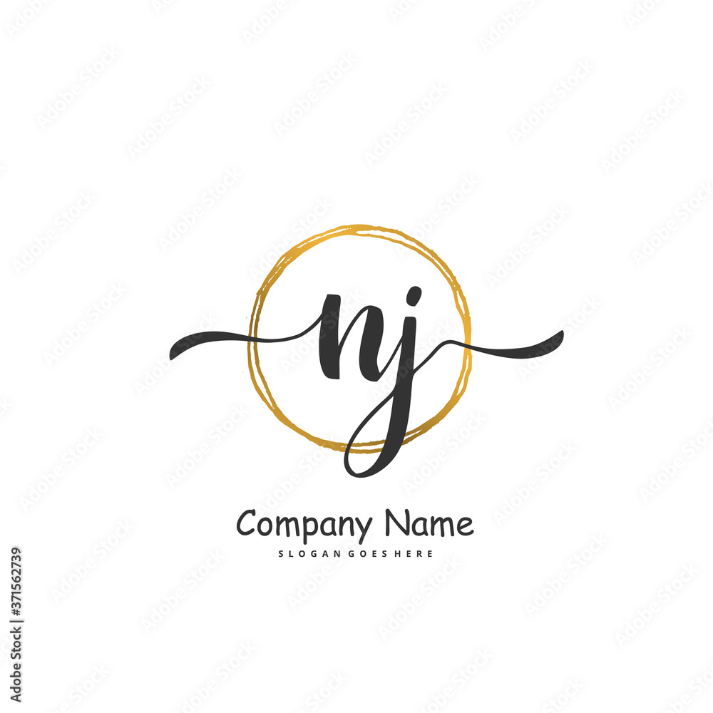 N J NJ Initial handwriting and signature logo design with circle. Beautiful design handwritten logo for fashion, team, wedding, luxury logo. N J NJ Initial handwriting and signature logo design with circle. Beautiful design handwritten logo for fashion, team, wedding, luxury logo.