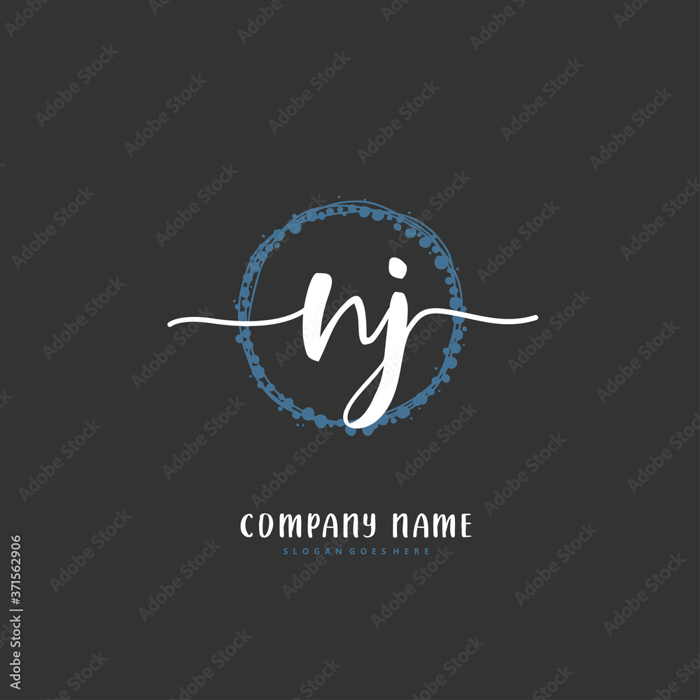 N J NJ Initial handwriting and signature logo design with circle. Beautiful design handwritten logo for fashion, team, wedding, luxury logo. N J NJ Initial handwriting and signature logo design with circle. Beautiful design handwritten logo for fashion, team, wedding, luxury logo.
