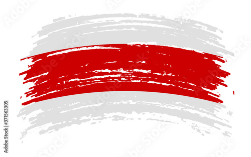 White-red-white flag historical symbol of Belarusians in grunge brush stroke, vector