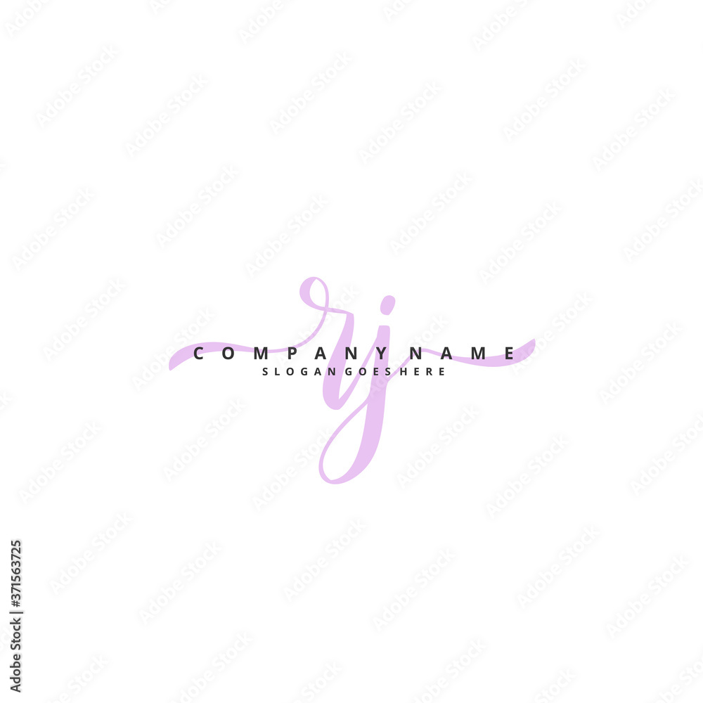 R J RJ Initial handwriting and signature logo design with circle. Beautiful design handwritten logo for fashion, team, wedding, luxury logo.