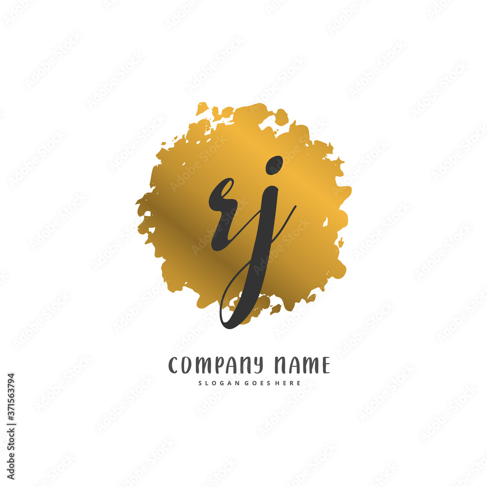 R J RJ Initial handwriting and signature logo design with circle ...