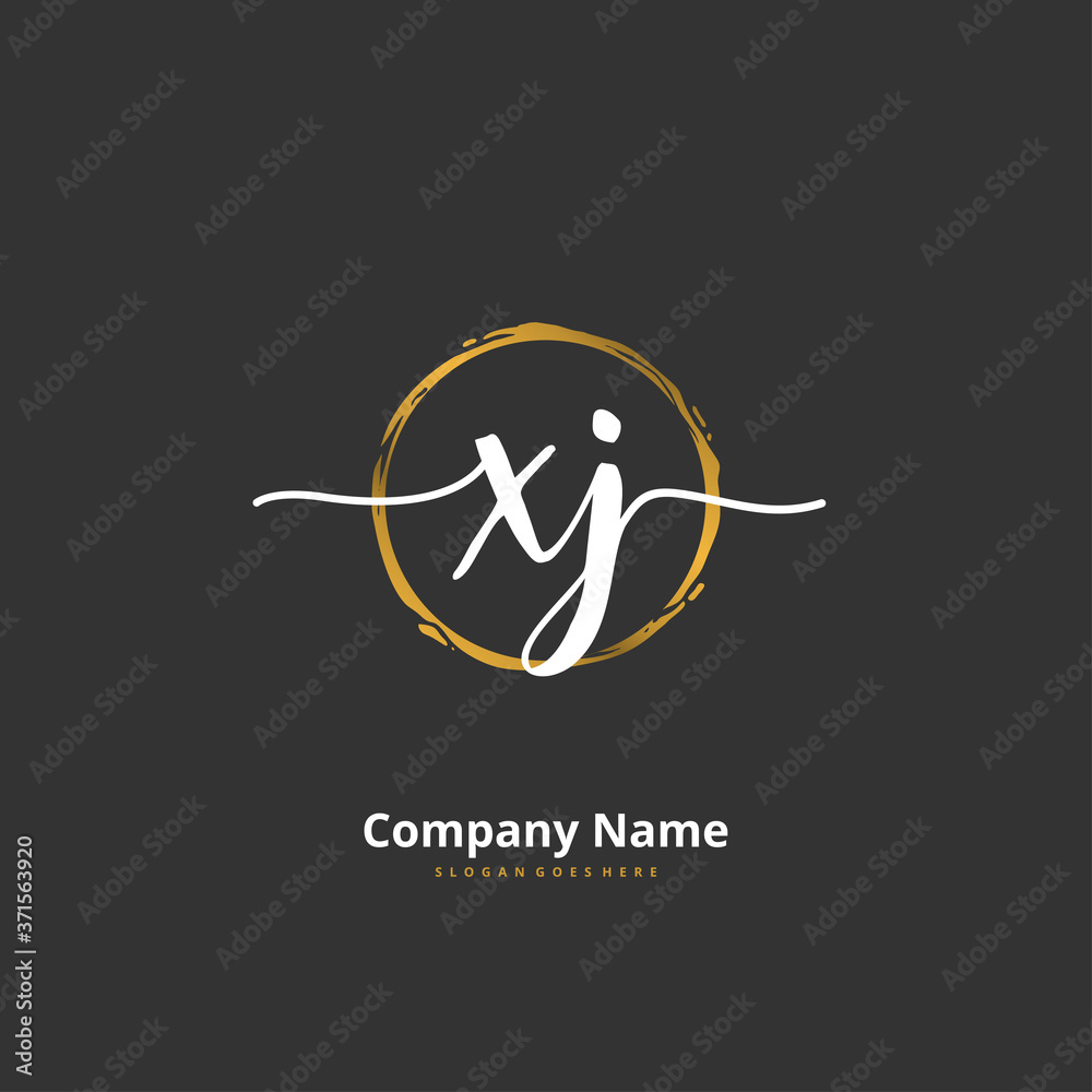 X J XJ Initial handwriting and signature logo design with circle ...
