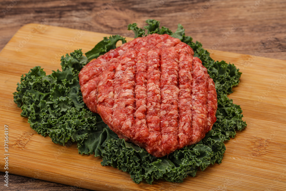 Raw beef burger cutlet for cooking Raw beef burger cutlet for cooking