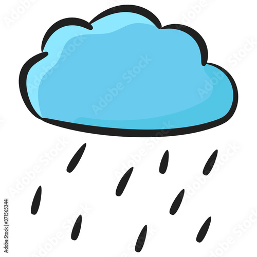 
Flat style of rain, cloud raining with raindrops.

