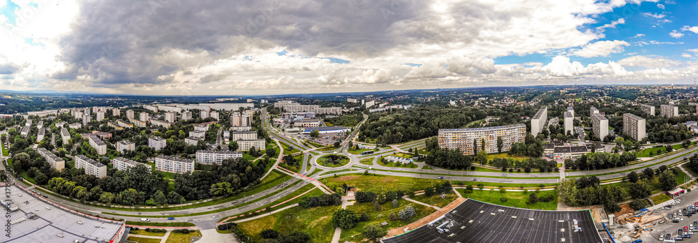 Jastrzębie Zdrój miasto na Śląsku, panorama z lotu ptaka