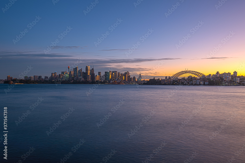 sunset over Sydney Harbour