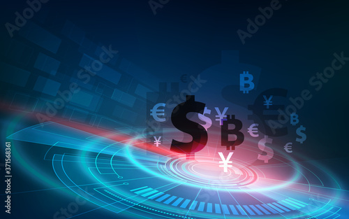 Money transfer. Global Currency. Stock Exchange. Stock vector illustration.