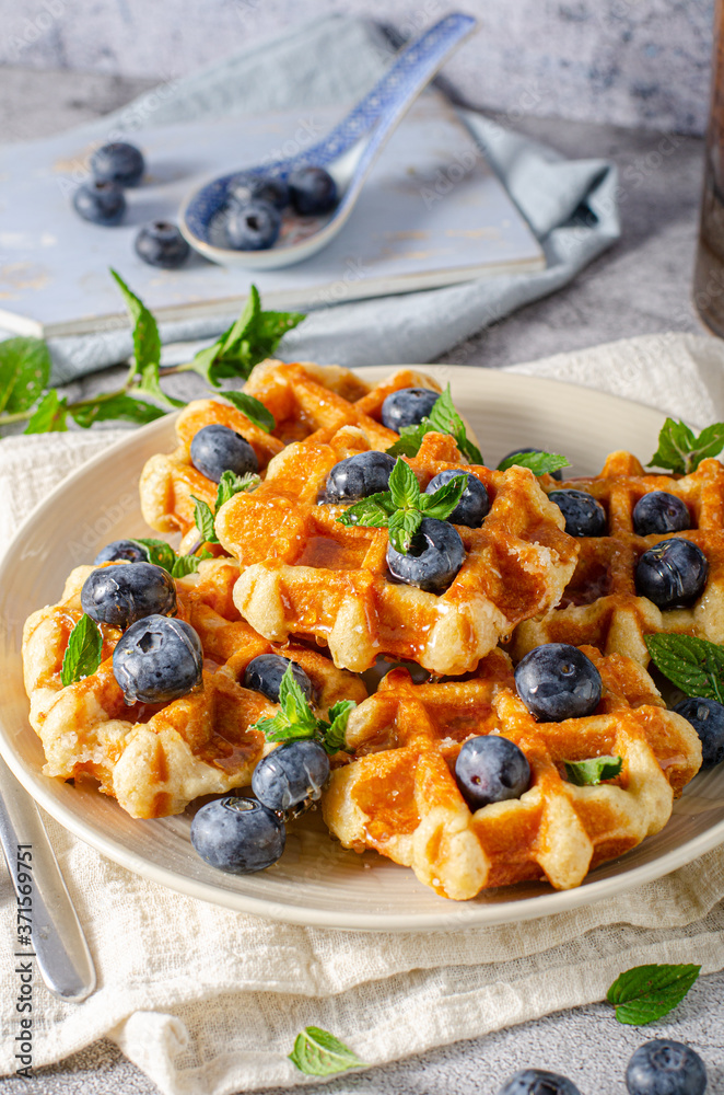 Homemade waffles with berries Homemade waffles with berries