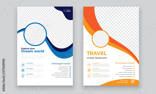 Travel Agency Flyer or Poster Design, Creative Template, Banner or Flyer design for Tour and Travel concept
