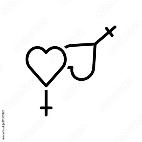 Black line  icon for love