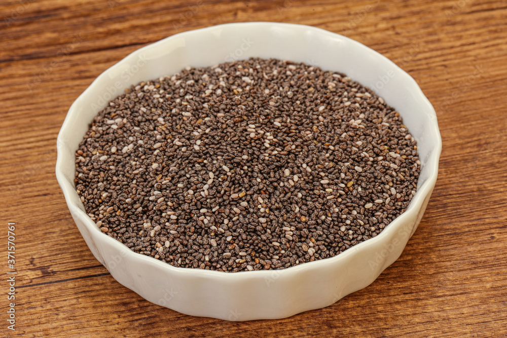 Seasoning chia seeds in the bowl Seasoning chia seeds in the bowl