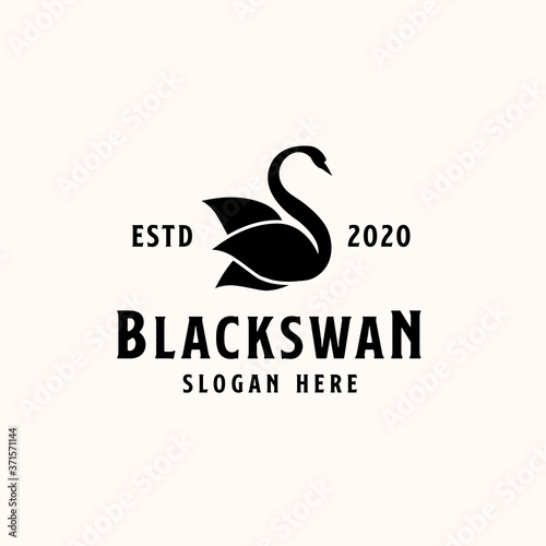 Black swan logo template. vector logo
