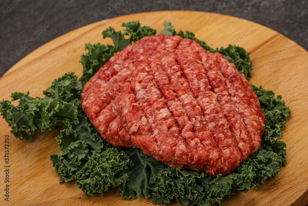 Raw beef burger cutlet for cooking Raw beef burger cutlet for cooking